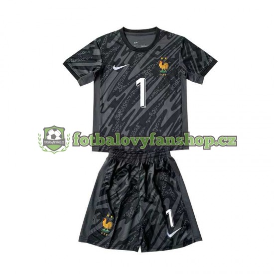 Dětský Brankářský Venkovní Dres Francie Hugo Lloris 1 Euro 2024 Černá Krátký rukáv