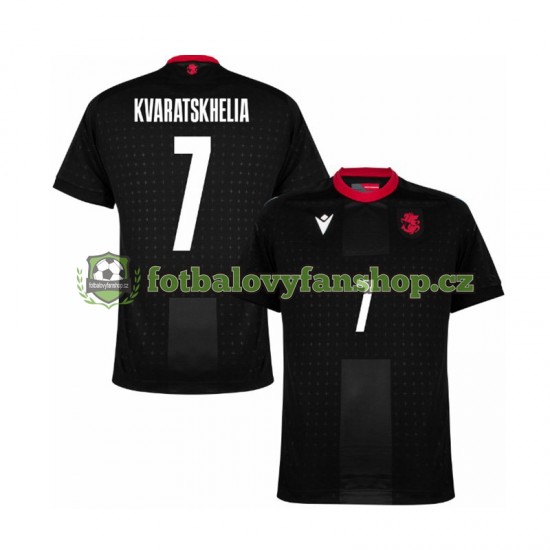 Muži Venkovní Dres Georgia Kvaratskhelia 7 Euro 2024 Černá Krátký rukáv Muži Venkovní Dres Georgia Kvaratskhelia 7 Euro 2024 Černá Krátký rukáv
