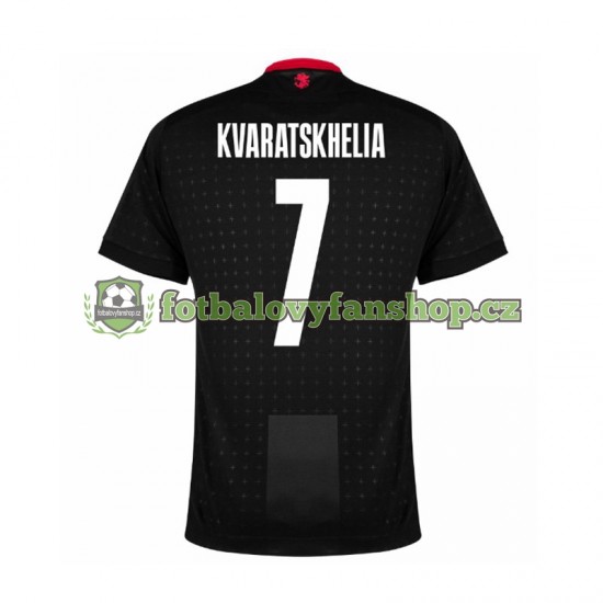 Muži Venkovní Dres Georgia Kvaratskhelia 7 Euro 2024 Černá Krátký rukáv