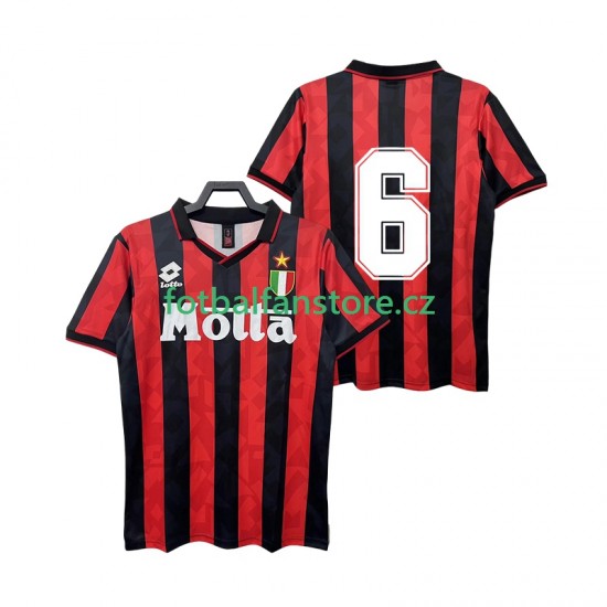 Muži Retro Domácí Dres AC Milán 6 1993 1994 Krátký rukáv Muži Retro Domácí Dres AC Milán 6 1993 1994 Krátký rukáv