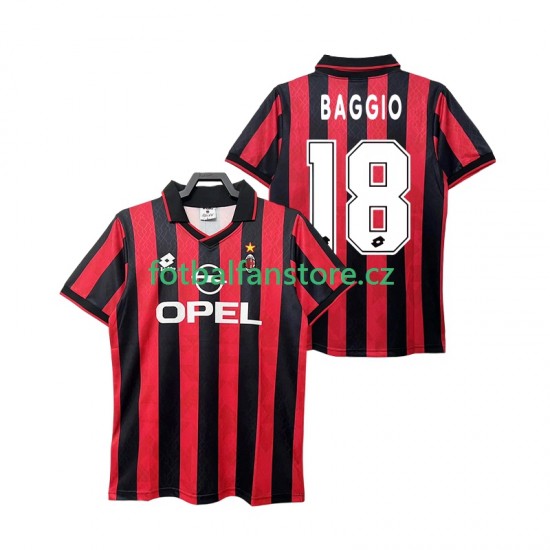 Muži Retro Domácí Dres AC Milán BAGGIO 18 1995 1996 Krátký rukáv