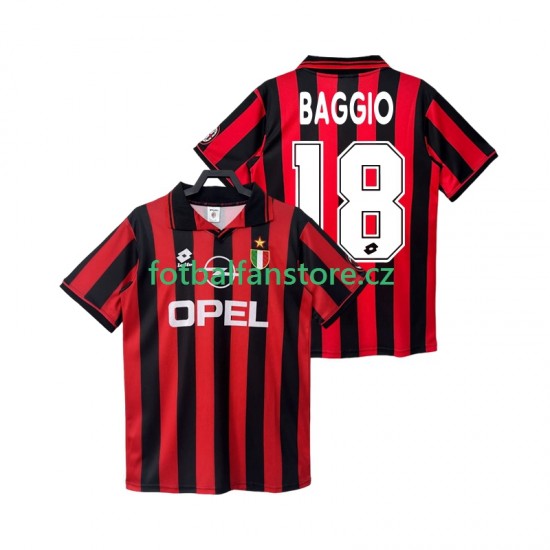 Muži Retro Domácí Dres AC Milán BAGGIO 18 1996 1997 Krátký rukáv