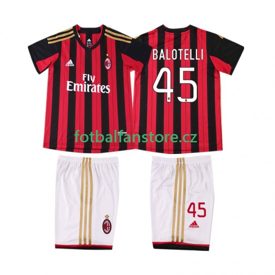 Dětský Retro Domácí Dres AC Milán BALOTELL 45 2013 2014 Krátký rukáv