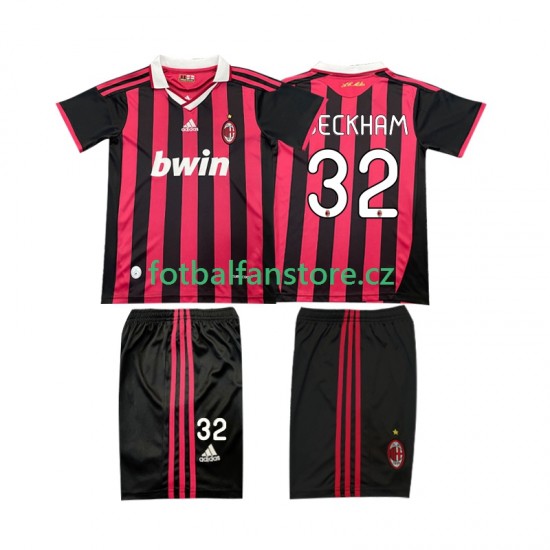 Dětský Retro Domácí Dres AC Milán BECKHAM 32 2009 2010 Krátký rukáv Dětský Retro Domácí Dres AC Milán BECKHAM 32 2009 2010 Krátký rukáv