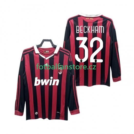 Muži Retro Domácí Dres AC Milán BECKHAM 32 2009 2010 Dlouhými Rukávy