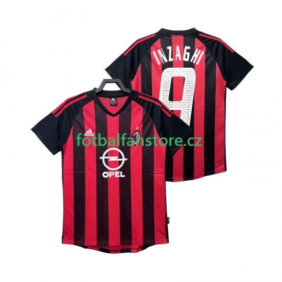 Muži Retro Domácí Dres AC Milán INZAGHI 9 2002 2003 Krátký rukáv