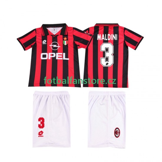 Dětský Retro Domácí Dres AC Milán MALDINI 3 1996 1997 Krátký rukáv