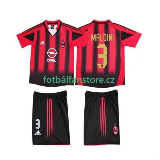 Dětský Retro Domácí Dres AC Milán MALDINI 3 2004 2005 Krátký rukáv