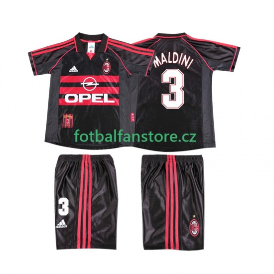 Dětský Retro Alternativní Dres AC Milán MALDINI 3 1998 1999 Krátký rukáv