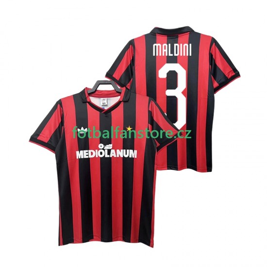 Muži Retro Domácí Dres AC Milán MALDINI 3 1990 1991 Krátký rukáv