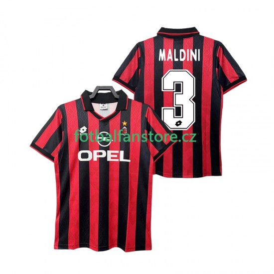 Muži Retro Domácí Dres AC Milán MALDINI 3 1995 1996 Krátký rukáv