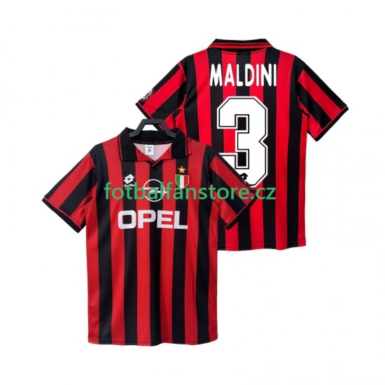 Muži Retro Domácí Dres AC Milán MALDINI 3 1996 1997 Krátký rukáv