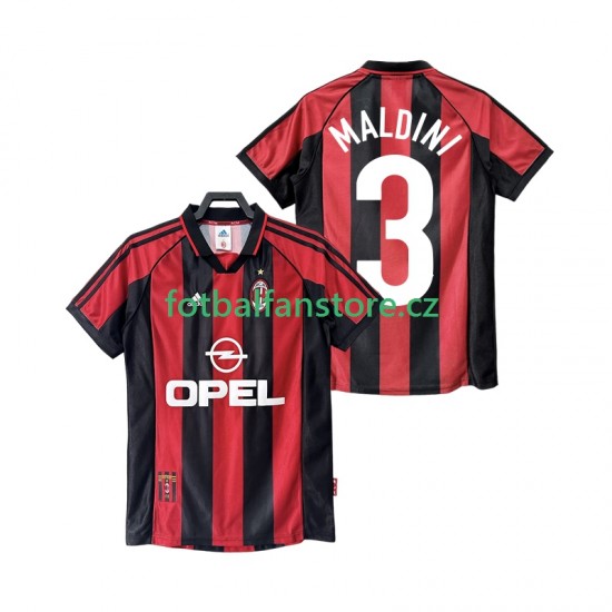 Muži Retro Domácí Dres AC Milán MALDINI 3 1998 1999 Krátký rukáv Muži Retro Domácí Dres AC Milán MALDINI 3 1998 1999 Krátký rukáv