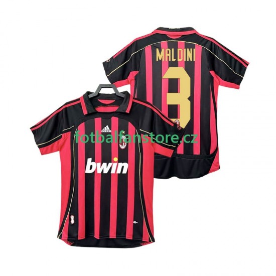 Muži Retro Domácí Dres AC Milán MALDINI 3 2006 2007 Krátký rukáv