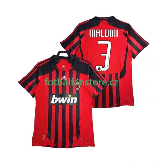 Muži Retro Domácí Dres AC Milán MALDINI 3 2007 2008 Krátký rukáv