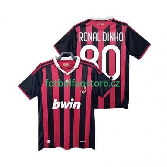 Muži Retro Domácí Dres AC Milán RONALDINHO 80 2009 2010 Krátký rukáv
