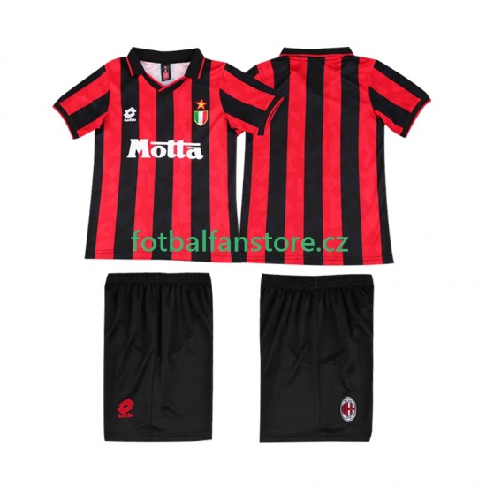 Dětský Retro Domácí Dres AC Milán 1993 1994 Krátký rukáv Dětský Retro Domácí Dres AC Milán 1993 1994 Krátký rukáv