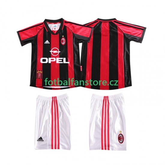 Dětský Retro Domácí Dres AC Milán 1998 1999 Krátký rukáv