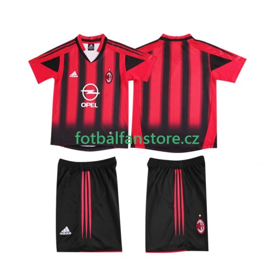 Dětský Retro Domácí Dres AC Milán 2004 2005 Krátký rukáv