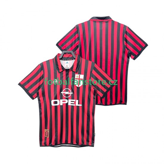Muži Retro Domácí Dres AC Milán 1999 2000 Krátký rukáv