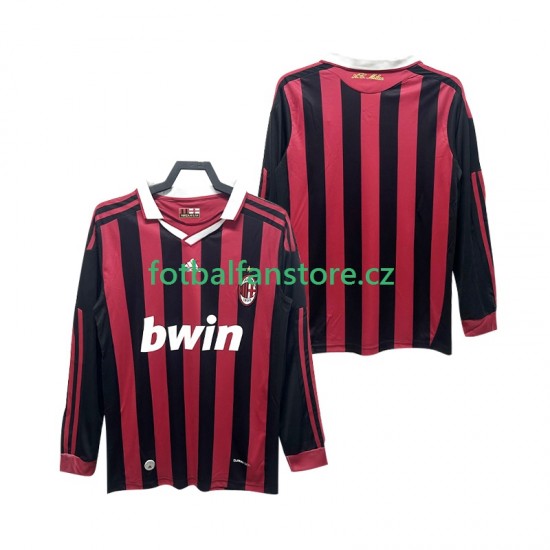 Muži Retro Domácí Dres AC Milán 2009 2010 Dlouhými Rukávy