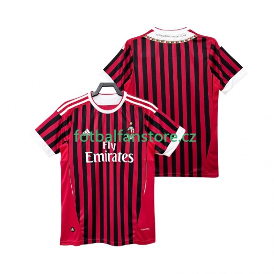 Muži Retro Domácí Dres AC Milán 2011 2012 Krátký rukáv