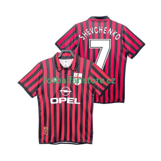 Muži Retro Domácí Dres AC Milán SHEVCHENKO 7 1999 2000 Krátký rukáv