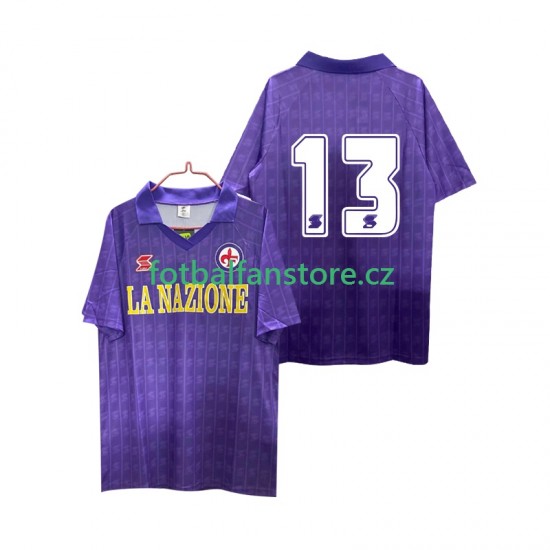 Muži Retro Domácí Dres ACF Fiorentina 13 1989 1990 Krátký rukáv