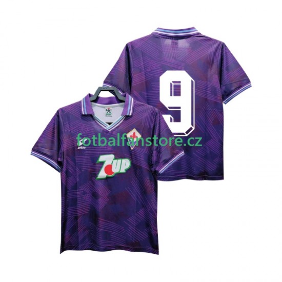Muži Retro Domácí Dres ACF Fiorentina 9 1992 1993 Krátký rukáv Muži Retro Domácí Dres ACF Fiorentina 9 1992 1993 Krátký rukáv