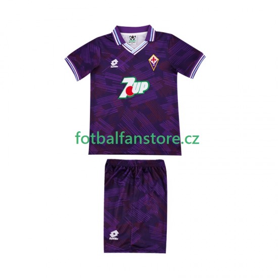 Dětský Retro Domácí Dres ACF Fiorentina 1992 1993 Krátký rukáv Dětský Retro Domácí Dres ACF Fiorentina 1992 1993 Krátký rukáv