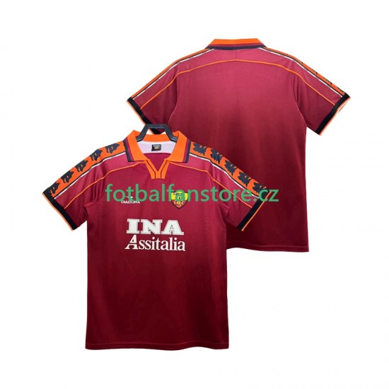 Muži Retro Domácí Dres AS Řím 1998 1999 Krátký rukáv Muži Retro Domácí Dres AS Řím 1998 1999 Krátký rukáv