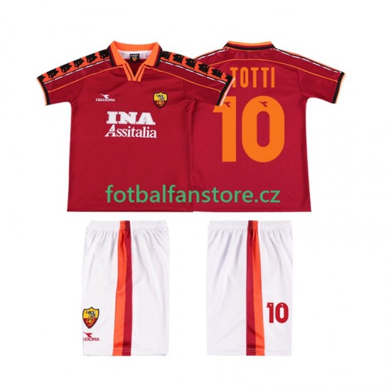 Dětský Retro Domácí Dres AS Řím TOTTI 10 1998 1999 Krátký rukáv