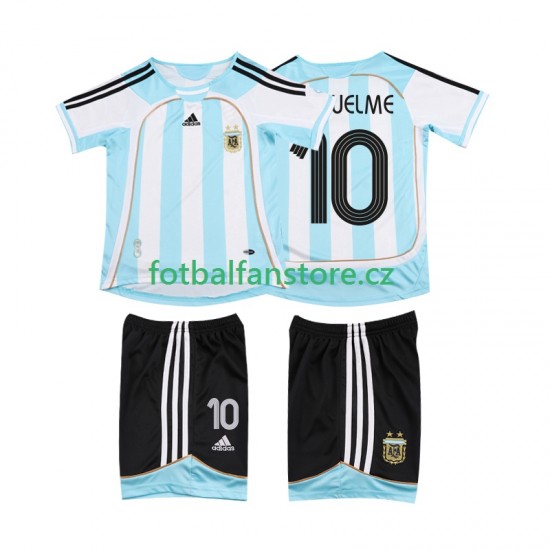 Dětský Retro Domácí Dres Argentina RIQUELME 10 2006 2007 Krátký rukáv