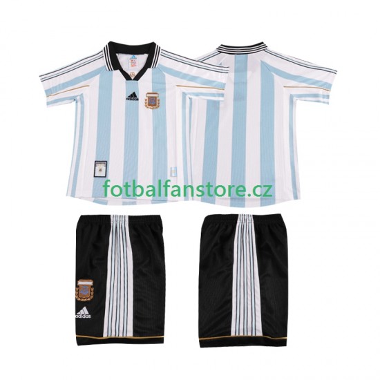 Dětský Retro Domácí Dres Argentina 1998 Krátký rukáv Dětský Retro Domácí Dres Argentina 1998 Krátký rukáv
