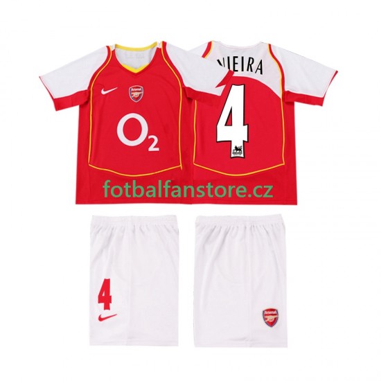 Dětský Retro Domácí Dres Arsenal VIEIRA 4 2004 2005 Krátký rukáv