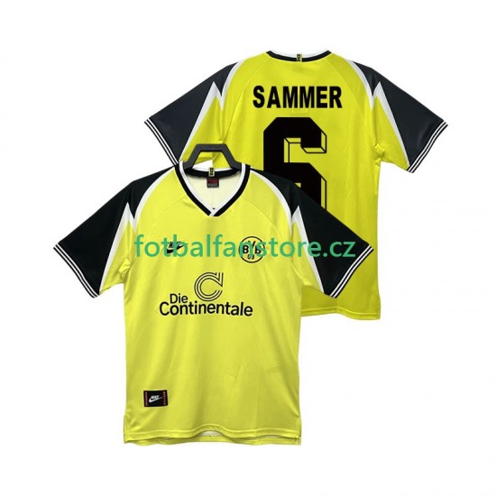 Muži Retro Domácí Dres Borussia Dortmund SAMMER 6 1995 1996 Krátký rukáv Muži Retro Domácí Dres Borussia Dortmund SAMMER 6 1995 1996 Krátký rukáv