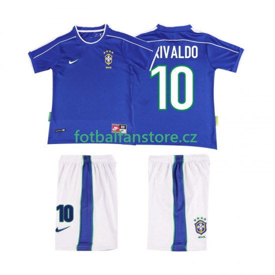Dětský Retro Venkovní Dres Brazílie RIVALDO 10 1998 Krátký rukáv