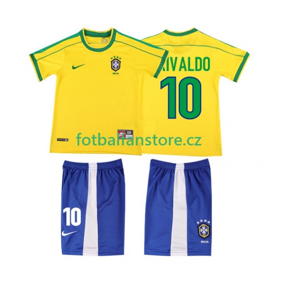 Dětský Retro Domácí Dres Brazílie RIVALDO 10 1998 Krátký rukáv Dětský Retro Domácí Dres Brazílie RIVALDO 10 1998 Krátký rukáv