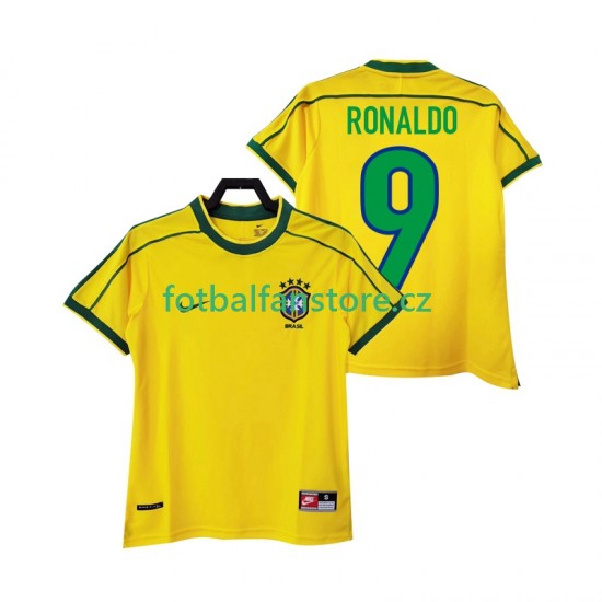 Muži Retro Domácí Dres Brazílie RONALDO 9 1998 Krátký rukáv Muži Retro Domácí Dres Brazílie RONALDO 9 1998 Krátký rukáv