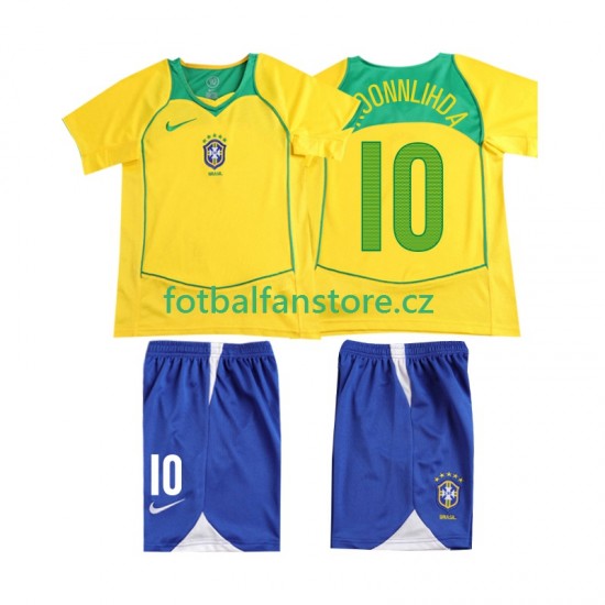 Dětský Retro Domácí Dres Brazílie RONALOINHO 10 2004 Krátký rukáv Dětský Retro Domácí Dres Brazílie RONALOINHO 10 2004 Krátký rukáv