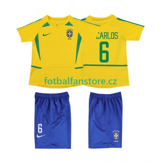 Dětský Retro Domácí Dres Brazílie Roberto Carlos 6 2002 Krátký rukáv