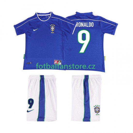 Dětský Retro Venkovní Dres Brazílie Ronaldo 9 1998 Krátký rukáv