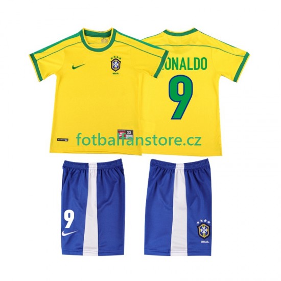 Dětský Retro Domácí Dres Brazílie Ronaldo 9 1998 Krátký rukáv