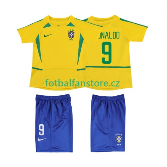 Dětský Retro Domácí Dres Brazílie Ronaldo 9 2002 Krátký rukáv