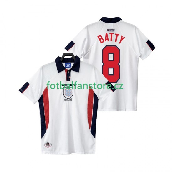 Muži Retro Domácí Dres Anglie BATTY 8 1998 Krátký rukáv Muži Retro Domácí Dres Anglie BATTY 8 1998 Krátký rukáv