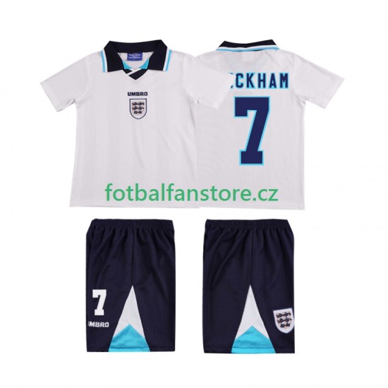 Dětský Retro Domácí Dres Anglie Beckham 7 1996 Krátký rukáv Dětský Retro Domácí Dres Anglie Beckham 7 1996 Krátký rukáv