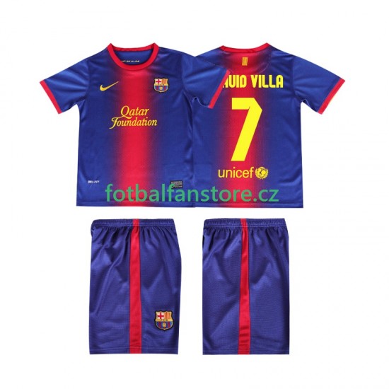 Dětský Retro Domácí Dres FC Barcelona DAUID VILLA 7 2012 2013 Krátký rukáv