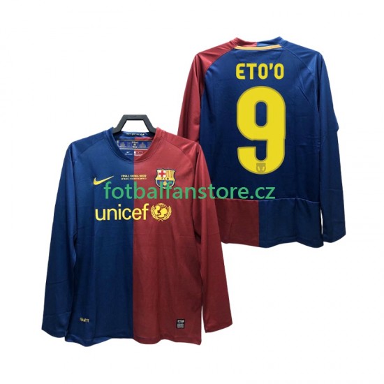 Muži Retro Domácí Dres FC Barcelona ETO O 9 Champions League 2008 2009 Dlouhými Rukávy Muži Retro Domácí Dres FC Barcelona ETO O 9 Champions League 2008 2009 Dlouhými Rukávy