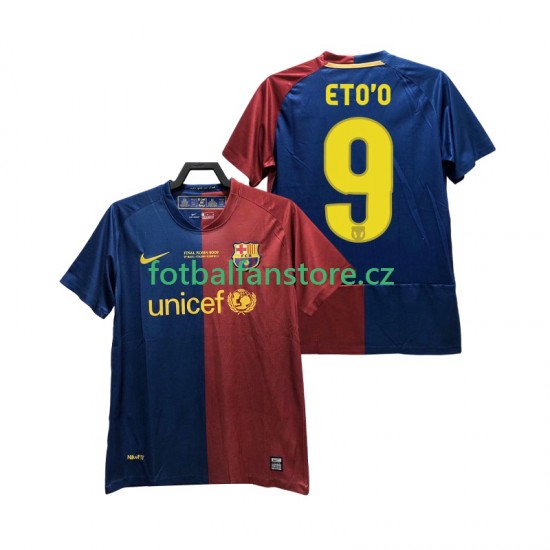 Muži Retro Domácí Dres FC Barcelona ETO O 9 Champions League 2008 2009 Krátký rukáv Muži Retro Domácí Dres FC Barcelona ETO O 9 Champions League 2008 2009 Krátký rukáv
