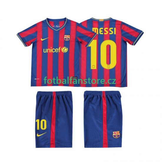 Dětský Retro Domácí Dres FC Barcelona Lionel Messi 10 2009 2010 Krátký rukáv